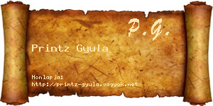 Printz Gyula névjegykártya